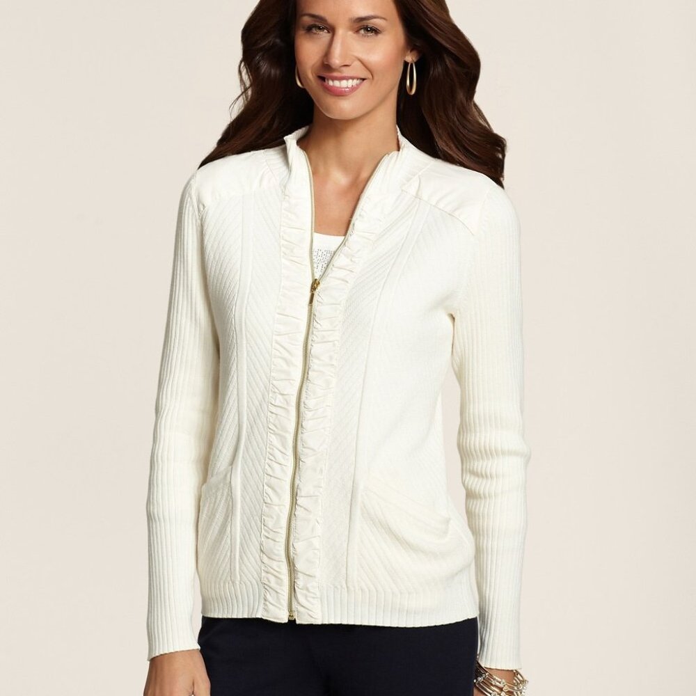 NWT Chicos Mallana ribbed sweater size 3 Ecru- XL